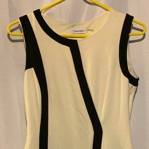 Calvin Klein Asymmetrical cream & black dress sz 4